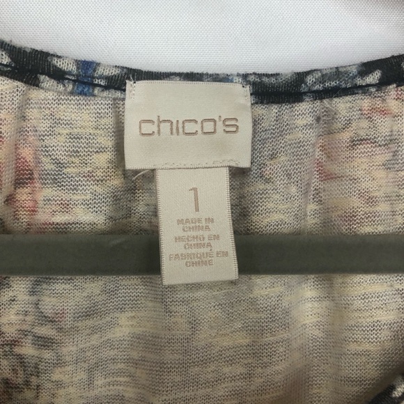 Chico’s Top Drawstring Cutout Sleeves Muted Colors Boho Peasant - Picture 8 of 11